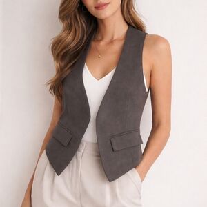 Dynamite Tailored Sleeveless Vest - Charcoal Gray